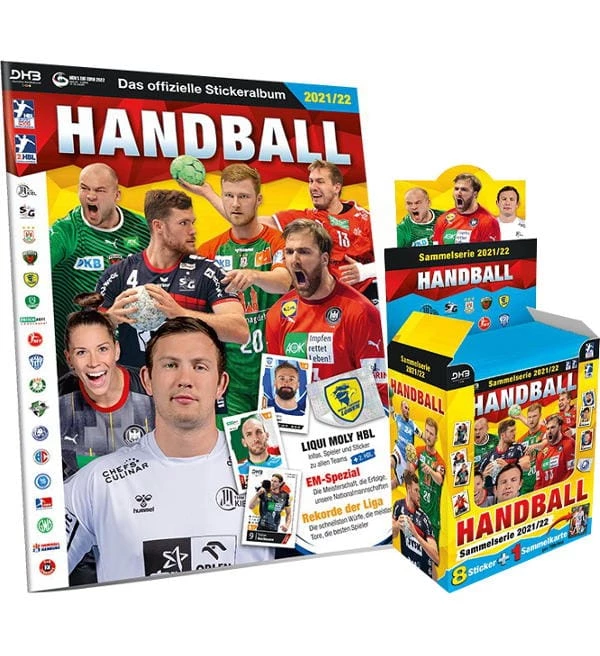 Blue Ocean Handball Bundesliga 2021/22 Sticker + Cards - Album + Display Mit 25 Tüten