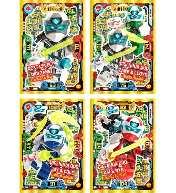 Blue Ocean Lego Ninjago Serie 5 NEXT LEVEL Trading Cards - LE11, LE12, LE13, LE14